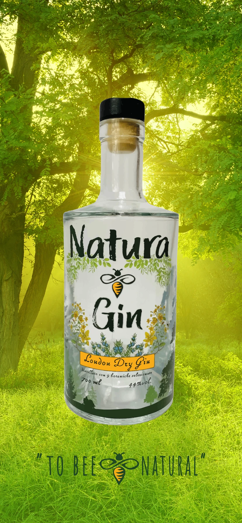 Bottiglia Natura Gin con logo